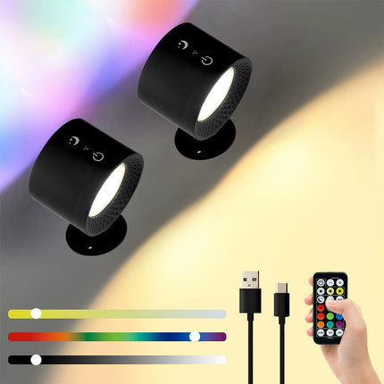 Rechargeable RGB LED Wall Sconce Light Magnetic Mount Remote