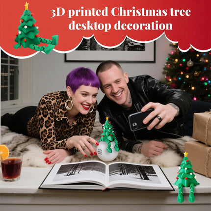 3D Printed Christmas Tree Desktop Decoration Movable Joints Tabletop