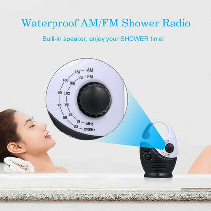 Portable Waterproof AM FM Radio Shower Hanging Bathroom Music Radio