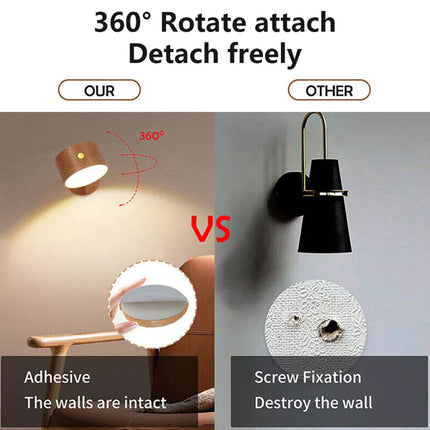 USB Rechargeable Wall Mounted LED Touch Light Dimmable Bedside Desk Lamp