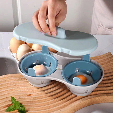 Microwave Double Cup Egg Poacher, Steamer & Boiler for 2 Eggs