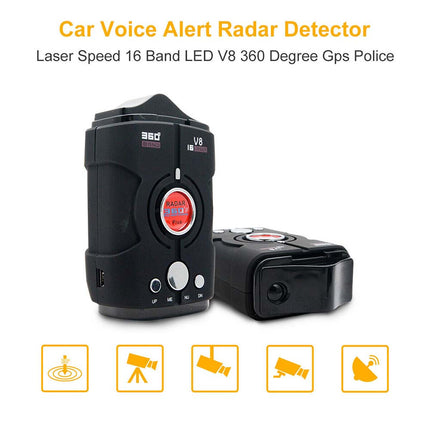360 Degree Car Radar Detector Laser Speed Camera Full Band Voice Alarm