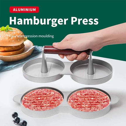 Double Burger Press Hamburger Maker Non-Stick Aluminium Beef Patty BBQ