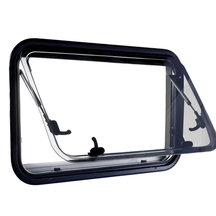 RV caravan EuroProVision push out window locking handle with strut attachment
