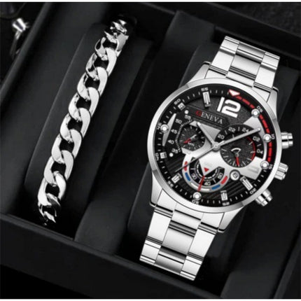 Men's Stainless Steel Watch Business Fashion with FREE Gift Bracelet