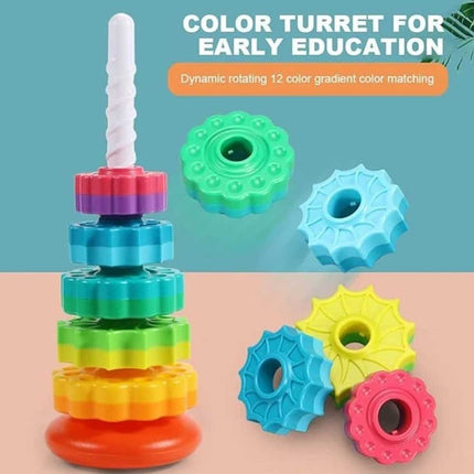 Fun Spinning Rainbow Stacking Tower with Gears for Toddlers