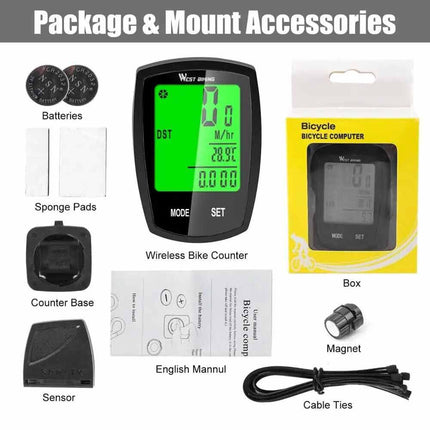Wireless Cycling Bike Bicycle LCD Speedometer Computer Odometer Waterproof