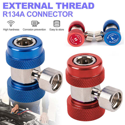 2pcs R134A AC Manifold Adapter Set, High Low Coupler Connector
