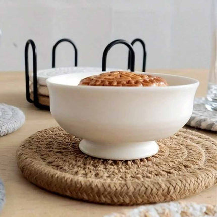 8pcs Non-Woven Heat Resistant Cup Coasters Set with Iron Frame, Non-Slip Drink Mat