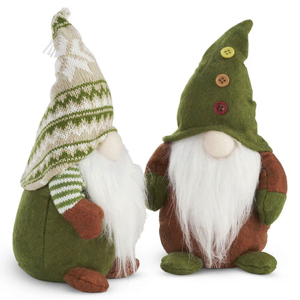 Christmas Gonks Set of 2, Fluffy Bearded Festive Gnome Table Decor