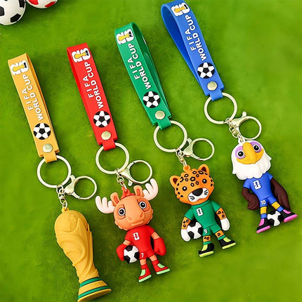 4 Pack 2026 World Cup Mascot Pendant Football Keychain Keyrings