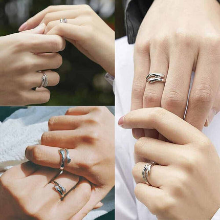 Adjustable S925 Sterling Silver Hug Ring Open Finger Women's