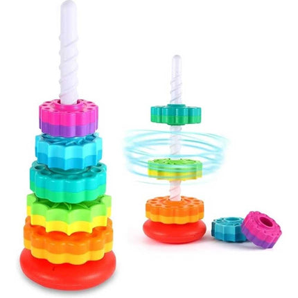 Fun Spinning Rainbow Stacking Tower with Gears for Toddlers