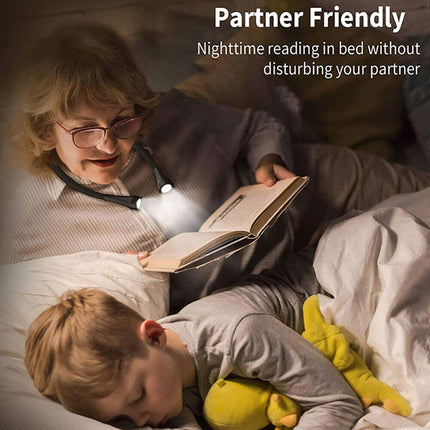 2000mAh USB Rechargeable LED Neck Reading Light, Hands-Free Bed Lamp