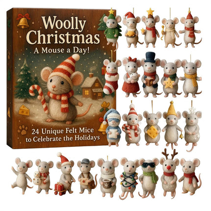2025 Christmas Mouse Advent Calendar 2D Acrylic Winter Holiday Decor