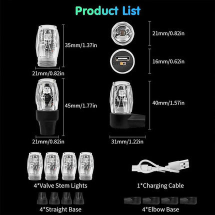 LED Wheel Strobe Light 4x Tire Valve Cap Lamp for Car Truck Motorcycle