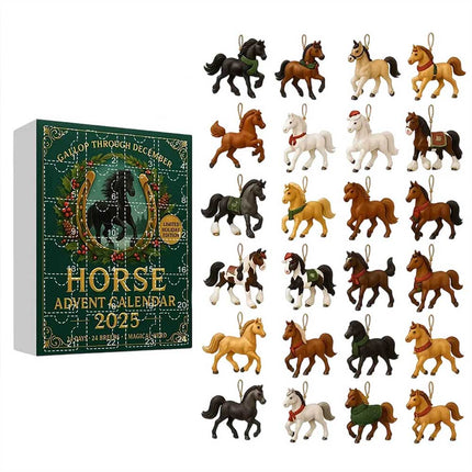 Horse Advent Calendar 2025, 24-Count Horse Pendant, Gallop December