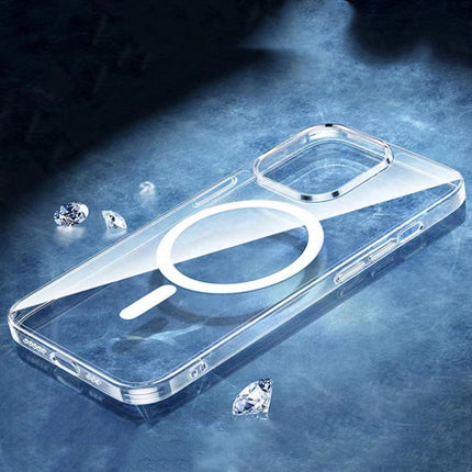 For iPhone 16/15/14 Pro Max: Clear Magnetic MagSafe Case, Hard Acrylic Cover