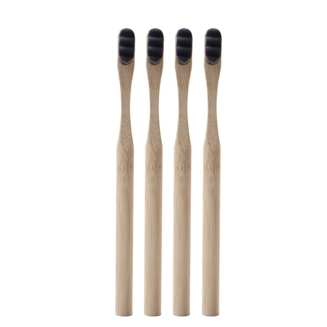 4-Pack Eco Gray Bamboo Toothbrush with Ultra Dense Bristles