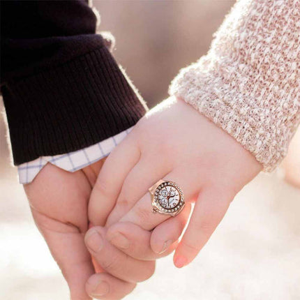 Bling Women's Finger Ring Watch, Analog Quartz Ring Watch