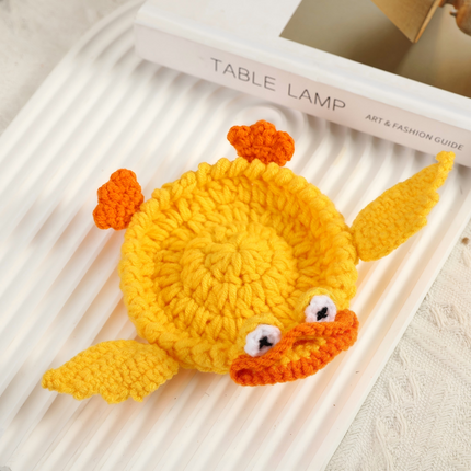 Handmade Crochet 3D Animal Coaster, Cute Knitted Mug Rug Round Drink Mat