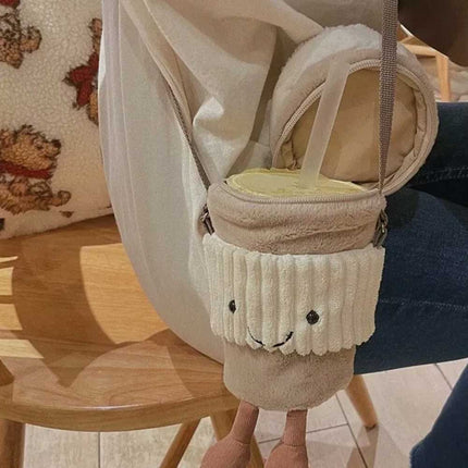 New Amuseable Coffee-To-Go Bag Beige – Soft Plush Toy for Coffee Lovers