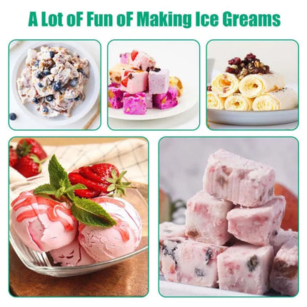 Portable Rolled Ice Cream Machine Pan with 2 Spatulas for Sorbet