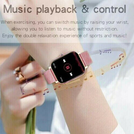 Bluetooth Smart Watch Pink Heart Rate Monitor for iPhone Android Men Women