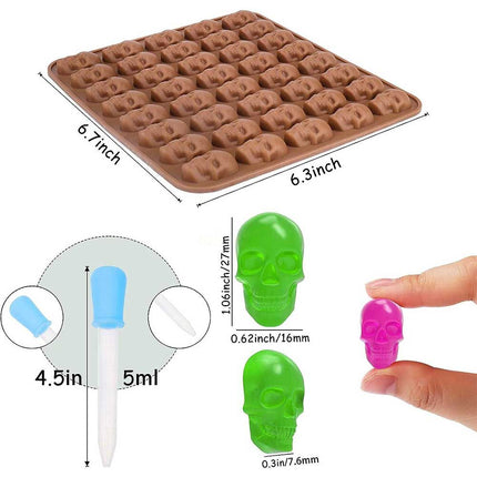 40 Cavity Silicone Halloween Skull Gummy Candy Jelly Mold Ice Tray