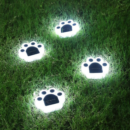 4Pcs Animal Bear Paw Solar Garden Lights, Waterproof Outdoor Yard Lamp