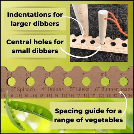 Wooden Garden Planting Ruler, Seed Spacer Line Tool for Sowing Vegetables