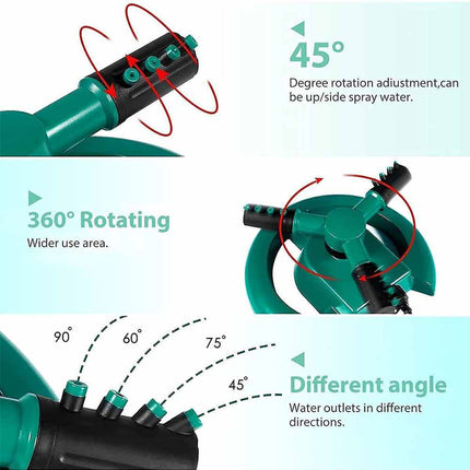 360° Automatic Rotating Garden Sprinkler Fork Spray Head Watering Tool