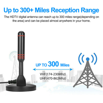 Indoor Outdoor Digital TV Antenna 300 Mile Range, HDTV Amplifier Signal Booster