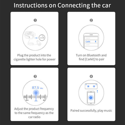 Handsfree Bluetooth 5.0 FM Car Radio MP3 Player USB Charger Adapter