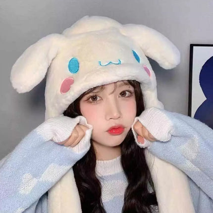Cute Soft Plush Cap with Moving Ears, Cosplay Hat for Girls Xmas Gift