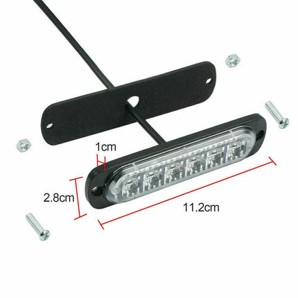 4x 6 LED Amber Strobe Marker Light Bar Flashing Beacon for Car 12V