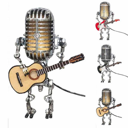 Microphone Robot Lamp with Guitar Lights for Table Desktop Decor USB