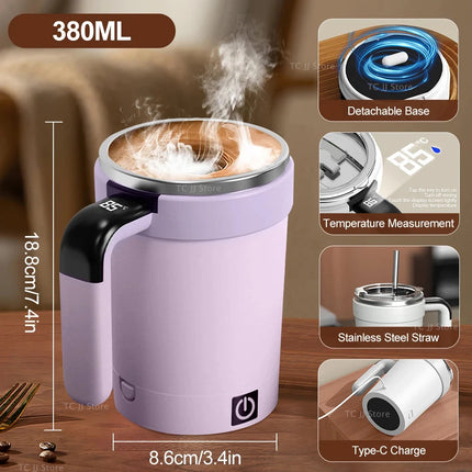 Rechargeable Automatic Stirring Cup, Magnetic Mixer Stainless Steel Coffee Mug
