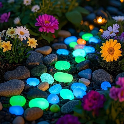 200PCS Glow in the Dark Garden Stones Luminous Outdoor Decoration Gifts