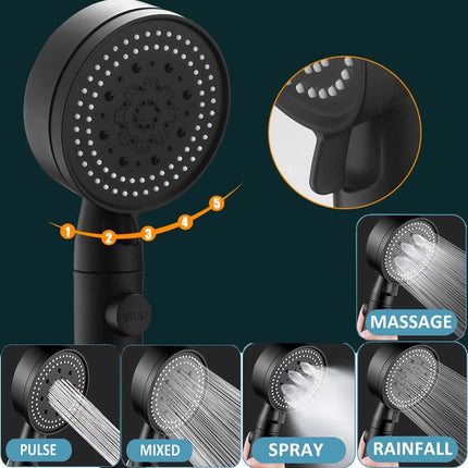 1pc High Pressure Shower Head 5 Mode Multi-Functional Hand Held Sprinkler