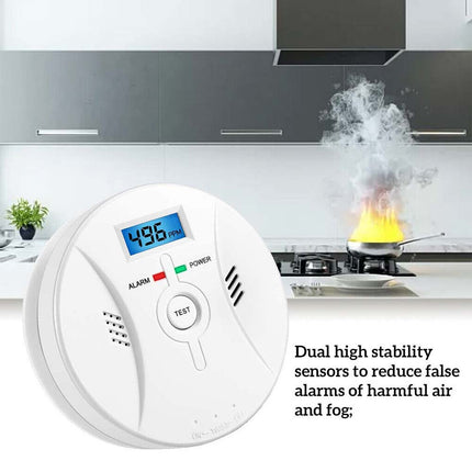 Battery Operated Smoke CO Detector Alarm with LCD Display Carbon Monoxide