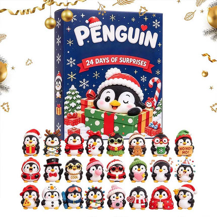 24 Days Christmas Countdown 3D Penguin Theme Animal Figure Decors