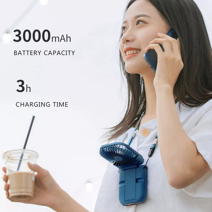 Portable Neck & Handheld Fan, USB Rechargeable Folding Cooling Fan