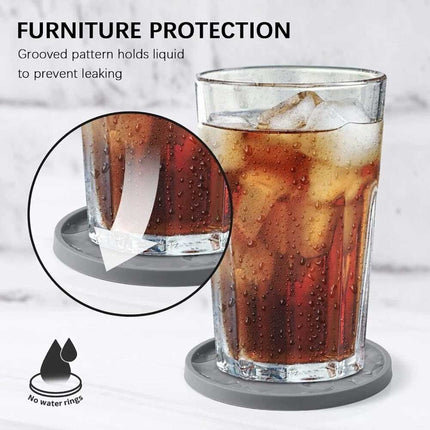 6Pcs Silicone Coasters with Holder, Non-Slip Cup Mats for Drinks & Glasses