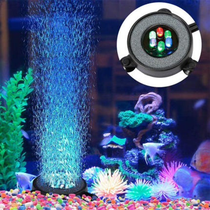 7 Color LED Air Stone Disk Aquarium Bubble Light Fish Tank Lamp