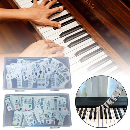 Silicone Reusable Piano Note Stickers for 88-Key Keyboard