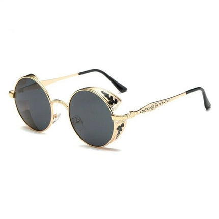 Men Women Steampunk Round Polarized Sunglasses UV400 for Driving Retro