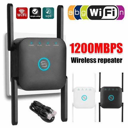 1200Mbps WiFi Booster Dual Band Extender Wireless Network Repeater Range
