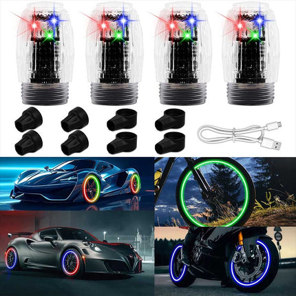 LED Wheel Strobe Light 4x Tire Valve Cap Lamp for Car Truck Motorcycle