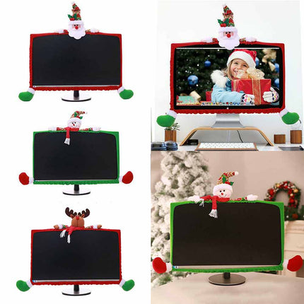 Christmas Computer Monitor Cover Xmas Decoration for Office Decor